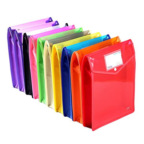 Gogogmee 10pcs Portable File Organizer Document Holder with Snap Button Material for School Office for Stationery and Record Storage