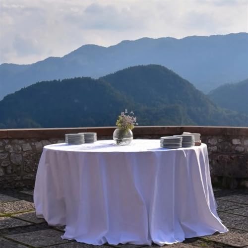 Nappes rondes en satin blanc de 260cm Konsilsa - 5