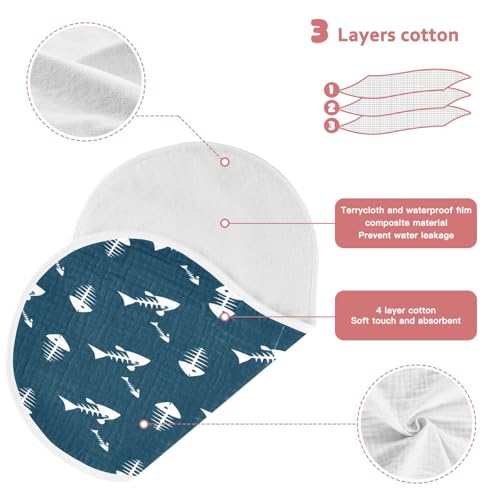 Fish Skeletons Muslin Baby Burp Cloths, 22x11 Inch Soft Absorbent Cotton Burping Rags Baby Washcloths for Newborn Boys Girls, 2 Pack3