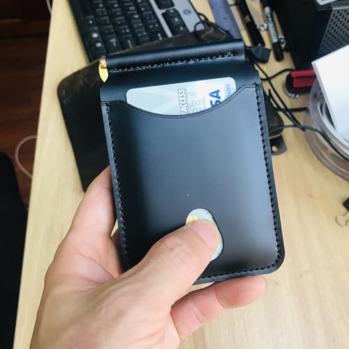 Leather Money Clip Wallet - Genuine Slim Wallets For Mens With 4 Card Slots Holds 12 Credit Cards Holder - Minimalist Front Pocket Bifold Wallet4