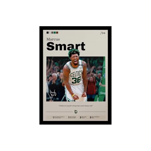 Image of BLINKART Marcus Smart | Nba Basketball Player | Synthetic Wood Photo Framed Wall Hanging Poster Room & Office Bedroom Living Boys And Girl Room Home Wall Hanging | 12x18 Inches