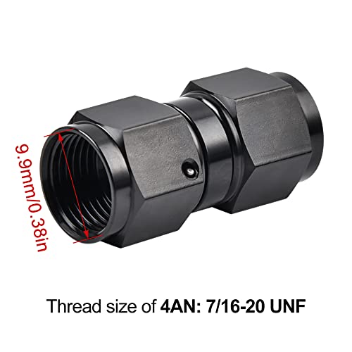 Image of EVIL ENERGY 4AN Female to 4AN Female Straight Swivel Coupler Union Fitting Adapter Aluminum Black