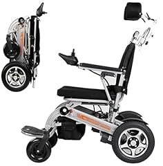 WMMY Ultraleichter Faltbarer Elektrischer Rollstuhl, Elektro-Rollstuhl mit Kopfstütze, für ältere und behinderte Menschen, Li-Ion Battery 24V 20Ah