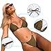 MIKETAI Sexy Bikinis for Women 2 Piece Bikini Spaghetti Strap Swimsuits Solid Color Bathing Swimwear Triangle Bathing Suit (US, Alpha, Medium, Regular, Regular, Army Green)
