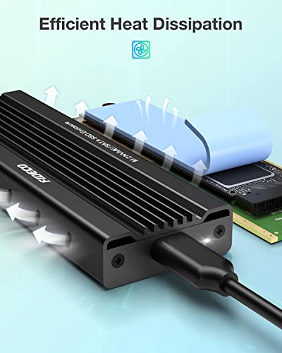 FIDECO M.2 NVME SATA SSD Gehäuse, PCIe USB 3.2 Gen2 10Gbps Festplattengehäuse, Festplatten-Adapter für 2230 2242 2260 2280 M.2 NVMe/SATA SSD von M-Key oder M+B Key, UASP-Unterstützung – Bild 6