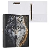 ALAZA Wolf 3D Watercolor 3 Ring Binder Holds of 200 Sheets Fits Letter Sized Paper D-Ring Organizer for School Home Work Office Supplies 2 Pack