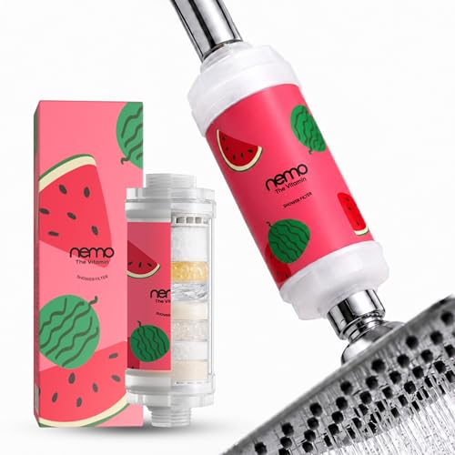Image of NEMO Vitamin Shower Filter (Summer Watermelon) | Made in South Korea | Vitamin C + Glycerin Enriched | For Soft Skin & Smooth Hair | Advanced Chlorine & Rust Removal | De-stress with Aromatherapy