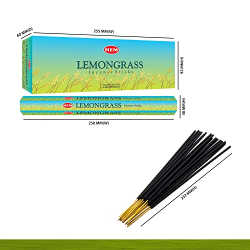 HEM Lemongrass Incense Sticks | Agarbatti for Home Freshness, Prayer, Positive Energy & Yoga Meditation | Pooja Item for Home | Burning Time - 35-40 Minutes |120 Sticks (Handcrafted & Low Smoke)