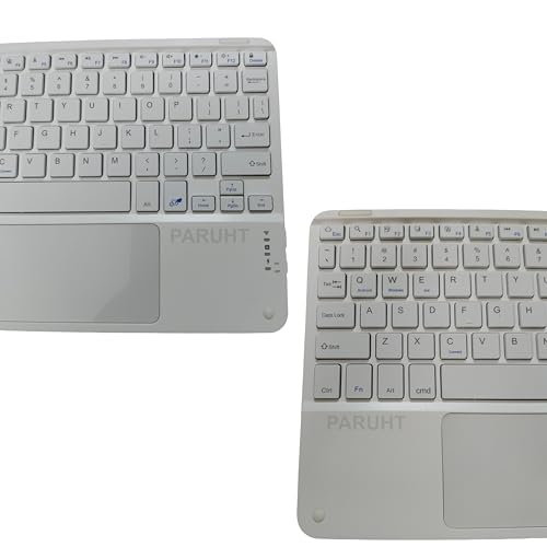 Image of Wireless Bluetooth Keyboard with Touchpad Rechargeable Slim Lightweight Like Air Multi-Device Portable for Tablet, Laptop, Smart TV, PC, White BTW-TOUCH05