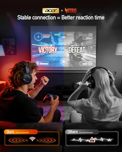 Image of Acer 2.4GHz Flex Wireless Gaming Headset | Non-Stop 100H Battery | Dynamic 50mm Drivers | Clear Voice Mic | Bluetooth5.3, 3.5mm | Gaming Headphones for PC, PS4, PS5