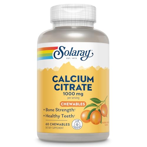 SOLARAY Calcium Citrate 1000mg - Chewable Calcium Supplements for Women and Men - Healthy Teeth and Bone Support - Great Natural Orange Flavor - Vegan Gluten Free 60-Day Guarantee - 15 Servings
