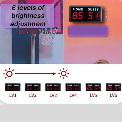 Marcador electrónico Digits, portátil con control remoto, 6 niveles de ajuste de brillo, muestra puntuaciones de 00 a 99, para baloncesto, fútbol, tenis, béisbol, bádminton y otros eventos miniatura 3