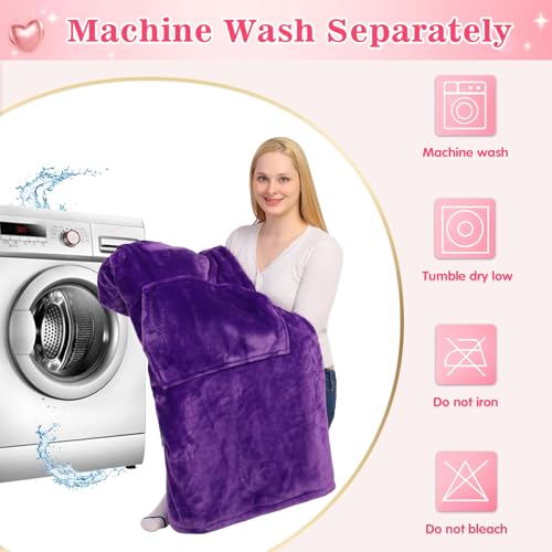 Image of Waitu Wearable Blanket Sweatshirt Gifts for Women and Men, Warm and Cozy Giant Blanket Hoodie, Thick Flannel Blanket with Sleeves and Giant Pocket - Violet