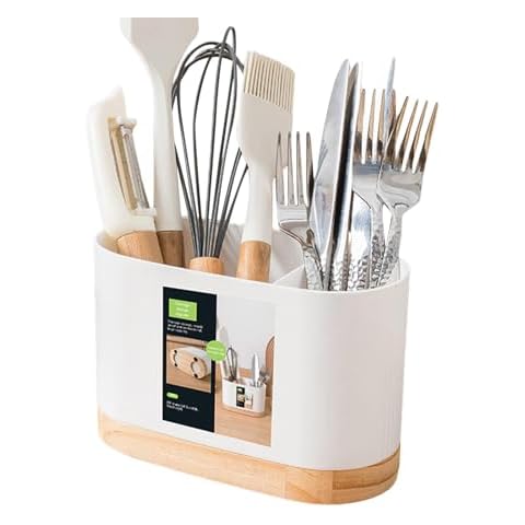 Gdnhovfnxe Cutlery Drainer with Wooden Base Cover