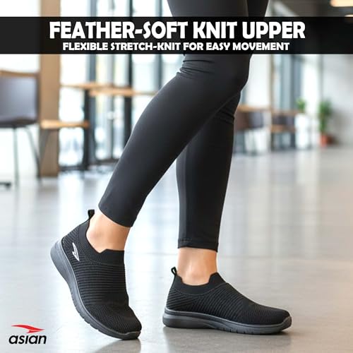 Image of ASIAN Melody-51 Women's Walking Shoes | Ultra-Light Sneakers with Soft Cushion Support, Flexible Sole, Breathable Warm Upper & Slip-On Comfort for Daily Walks & Travel