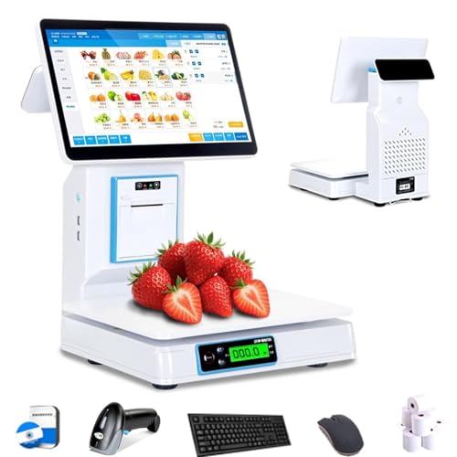 PixCy Terminale TPV con báscula integrada,Caja registradora Windows,Pantalla táctil capacitiva 15,6 Pulgadas,para Comercio minorista y hostelería,8 GB RAM,256 GB SSD,Impresora 58 mm Single