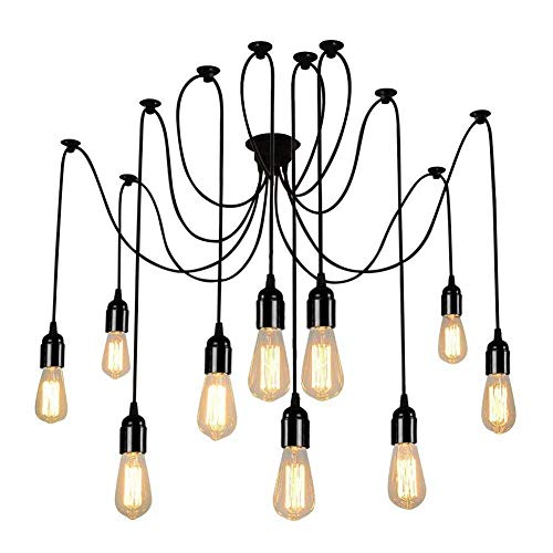 Lampop Lustres Araignee Lampe Araignée 10Pcs E27 Douille Rétro Lustres Luminaire Eclairage de Plafond Abat-jour Suspensions Luminaire Plafonnier Induistrielle DIY Ajustable Longueur