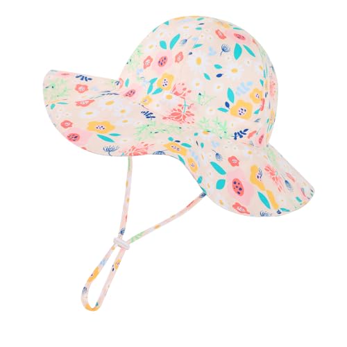 Baby Girl Sun Hat Toddler Beach Hats with UPF 50+ Protective Infant Summer Hat with Wide Brim Baby Girls Bucket Hat