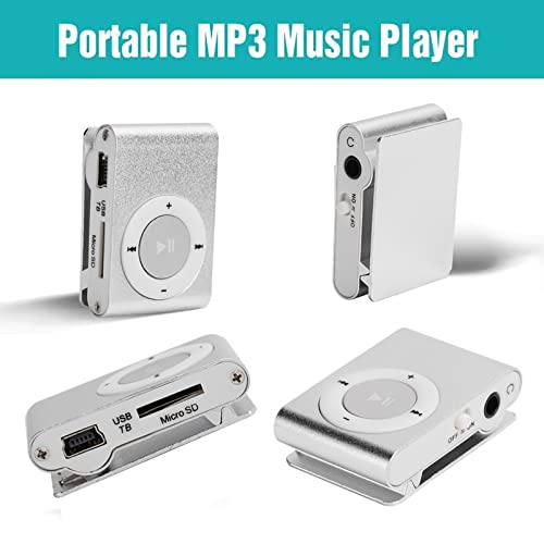 Zopsc-1 Lightweight Back Clip Mp3 Player,Portable Mini Player Backclip Mp3 Lossless Sound Music Player For Running Sports Home Office Outdoor Silver #TOP2
