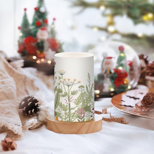 Image of Flickering Flameless Candles, Flowers Herbs Wildflowers Botanical LED Candles with Remote Timer, Set of 2 Battery Operated Candle for Valentine Wedding Birthday