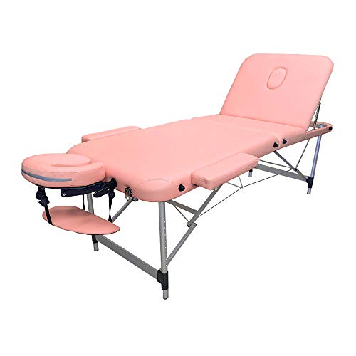 ANGEL USA 3-Section Aluminum 84"L Portable Massage Table Facial SPA Bed Tattoo w/Free Carry Case (Sakura Pink)