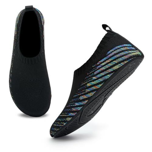 Image of ANLUKE Water Shoes for Women Men Quick-Dry Swim Shoes for Pool & Beach | Breathable knit upper with a flexible barefoot feel; ideal for pool, beach, swim, yoga or slippers.