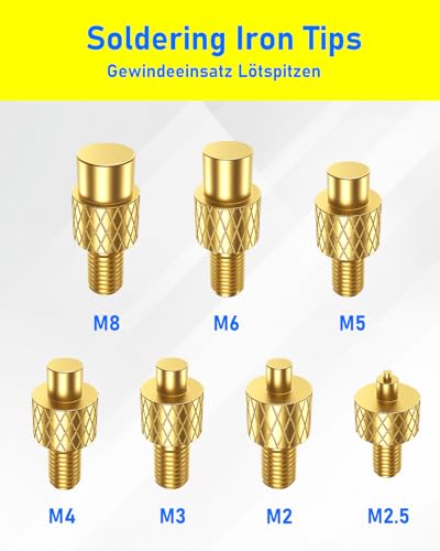 8PCS Heat-Set Insert Soldering Tips M2–M8