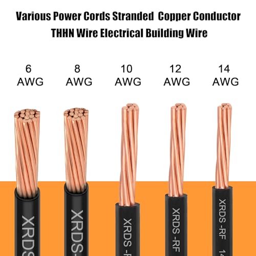 Image of XRDS-RF THHN Wire 25FT, 8AWG Stranded Copper THHN Electrical Wire, Black Nylon-Coated Thermoplastic Insulated Cable for Indoor Conduit Wiring, 600V Rated