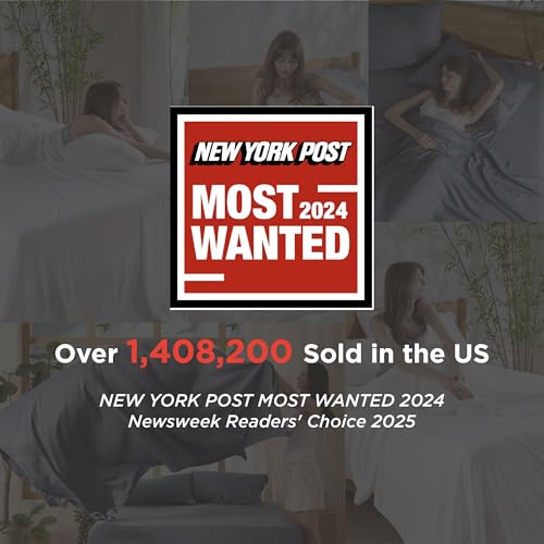 Queen Bedsure Grey Bamboo Duvet Cover Sets(1 Duvet Cover, 2 Pillow Shams)