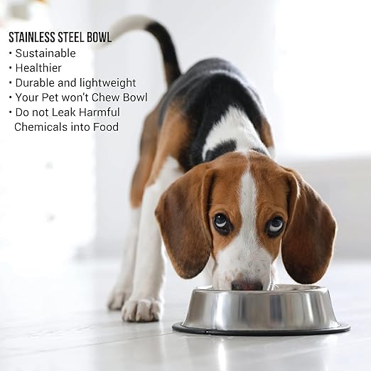 Image of Pets Empire Set of 3 Stainless Steel Dog Bowl with Rubber Base for Cats Dogs, Small Pets Feeding Bowl and Water Bowl 200ML