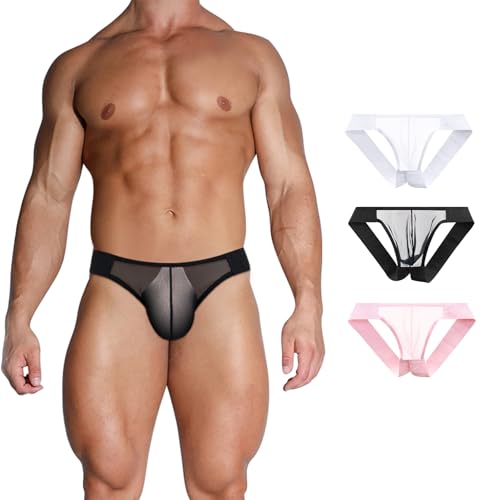 Men's Thongs Underwear Sexy Low Rise G String, Mesh JockStrap Stretch Athletic Supporters for Men