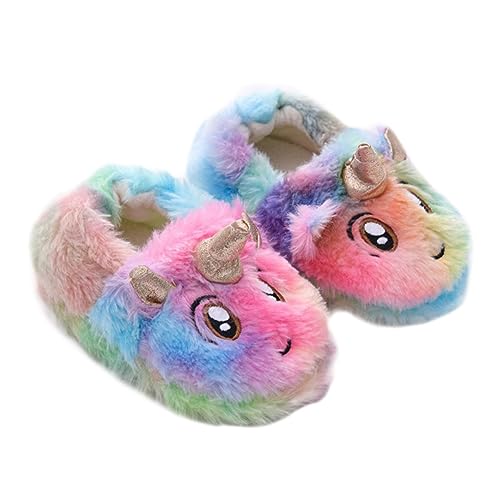 Boy Girl Unicorn Slippers Boy Girl's Cartoon Fluffy Cotton Slippers Indoor Non-slip Sandals