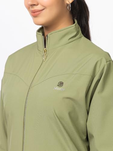 Image of Minter Full Sleeve Regular Fit Stylish Zippered with Pockets Solid Windcheater for Women