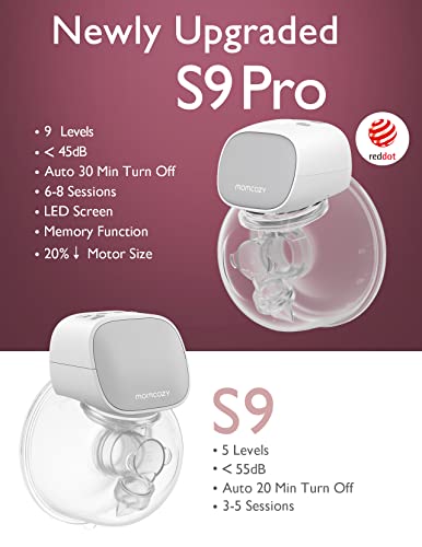 Momcozy-S9-Pro-Wearable-Breast-Pump-Hands-Free-Breast-Pump-of-Longest-Battery-Life-LED-Display-Double-Portable-Electric-Breast-Pump-with-2-Modes-9-Levels-24mm-2-Pack-Gray