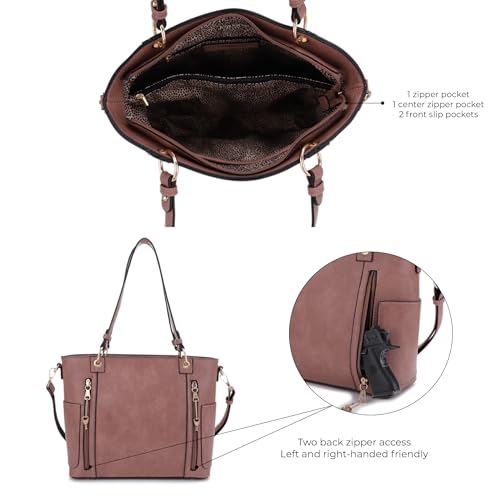 Image of JESSIE & JAMES | Austin Whipstitching Concealed Carry Tote Bag with Lock and Key, Top Handle CCW Purse | Whipstitching, Concealed Carry, with Lock and Key, Top Handle, CCW