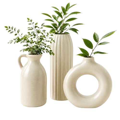 Luxury Ceramic Vase Set of 3 Modern Minimalist Decorative Vases for Living Room Bedroom Center Table Shelf and Office Decor-image-42
