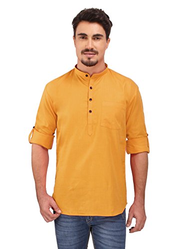 Image of Rajubhai Hargovindas Men's Linen Straight Short Kurta