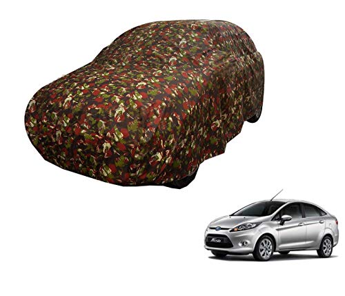 Image of Auto Hub Car Cover Compatible with Ford Fiesta New with Weather Proof, Triple Stitched, Fiesta Car Cover Jungle Look