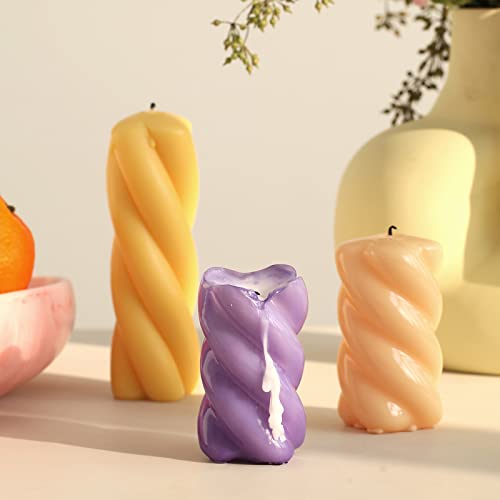 Moule à bougie torsadée géométrique en silicone Nicole pour déco