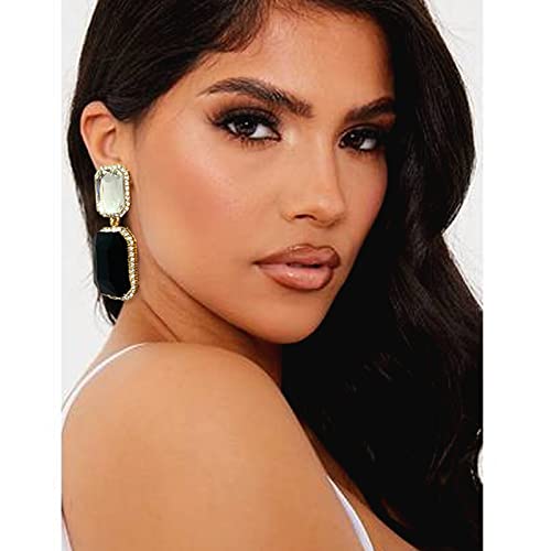 Vintage Rhinestone Statement Earrings Fancy Big Crystal Rectangle Drop Dangle Earrings Evening Prom Pageant Jewelry Earrings for Women3