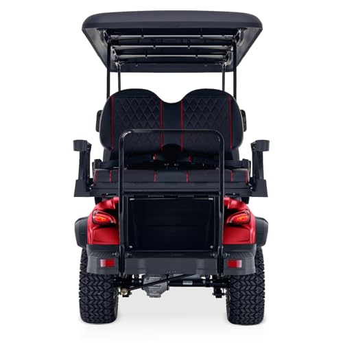 Kandi Kruiser 4P Electric Golf Cart Special Edition AGM 48V, 5,000 Watt Motor, Electric Power Steering, RWD, and Soundbar 40 Mile Range 40 MPH Top Speed - Red