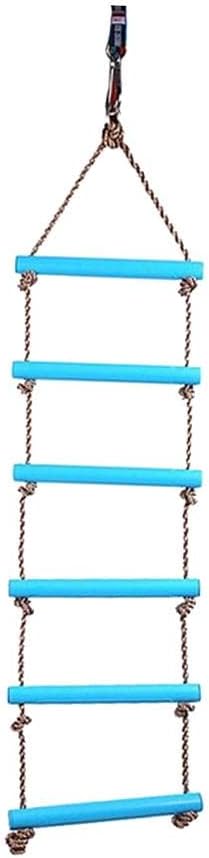 Outdoor Climbing Rope Ladder 6 Rungs Blue 2M for Kids Swing Set Tree House Playhouse - Fun Exercise Equipment Indoor Outdoors Toys for Children Aged 3 and Up, as described