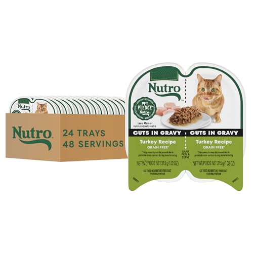 Nutro Perfect Portions Wet Cat Food Cuts in Gravy Turkey Recipe, 2.64 oz Twin-Pack Trays (24 Count, Pack of 1)