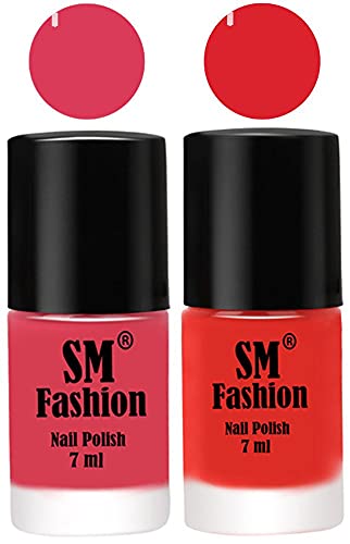 Image of Long Lasting Nail Polish | Nail Paint Combo 7 ml Each) - Set of 2 Rose-Candy Orange