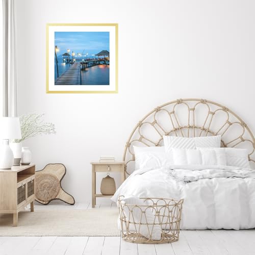 Image of JCJMY 30x30 Picture Frame Gold with 24x24 Mat, Display Photo 24x24 with Mat or 30 x 30 Without Mat, Wall Hanging Large 30x30 Poster Frame with Shatter Resistant Plexiglass, Gold