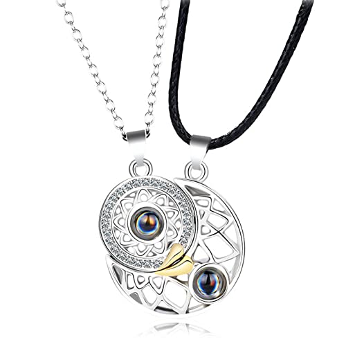 FTF I Love You Necklace 100 Languages Magnetic Projection Necklace for Him and Her Matching Sun and Moon Necklaces for Couples, Good Friends FTF I Love You Necklace 100 Languages Magnetic Projection Necklace for Him and Her Matching Sun and Moon Necklaces for Couples, Good Friends