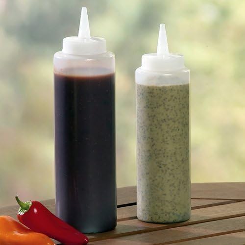 M.V. Trading Clear Squeeze Bottle, Condiment Squeeze Bottle, Open-Tip, Screw-On Spout, Polyethylene Durable Plastic, Diner Style, 12 Ounce, Pack of 3 image 4