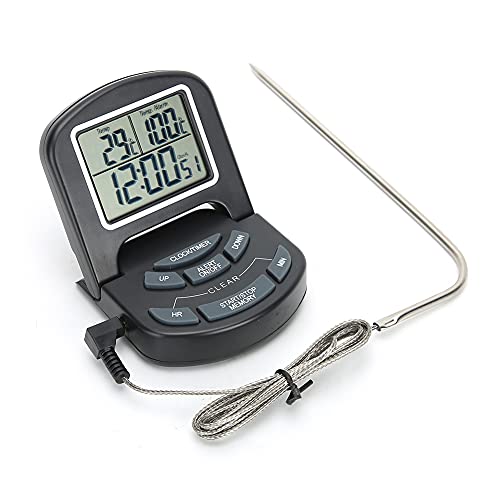 Okuyonic Probe Digital Highly Accurate Cooking Timer Kitchen for Home, Digital Meat Food Thermometer, Kitchen Cooking Thermometer with Timer for Cooking Turkey Fish Beef