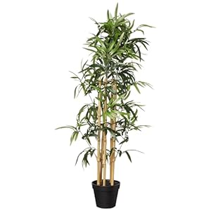 Amazon Basics künstliche Bambus pflanze mit Kunststoff-Blumentopf, 100 cm, Grün