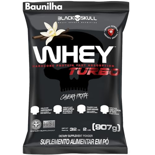 Kit Whey Protein Turbo + Creatina Monohidratada 150g - Black Skull - Ganho de Massa Muscular - Força